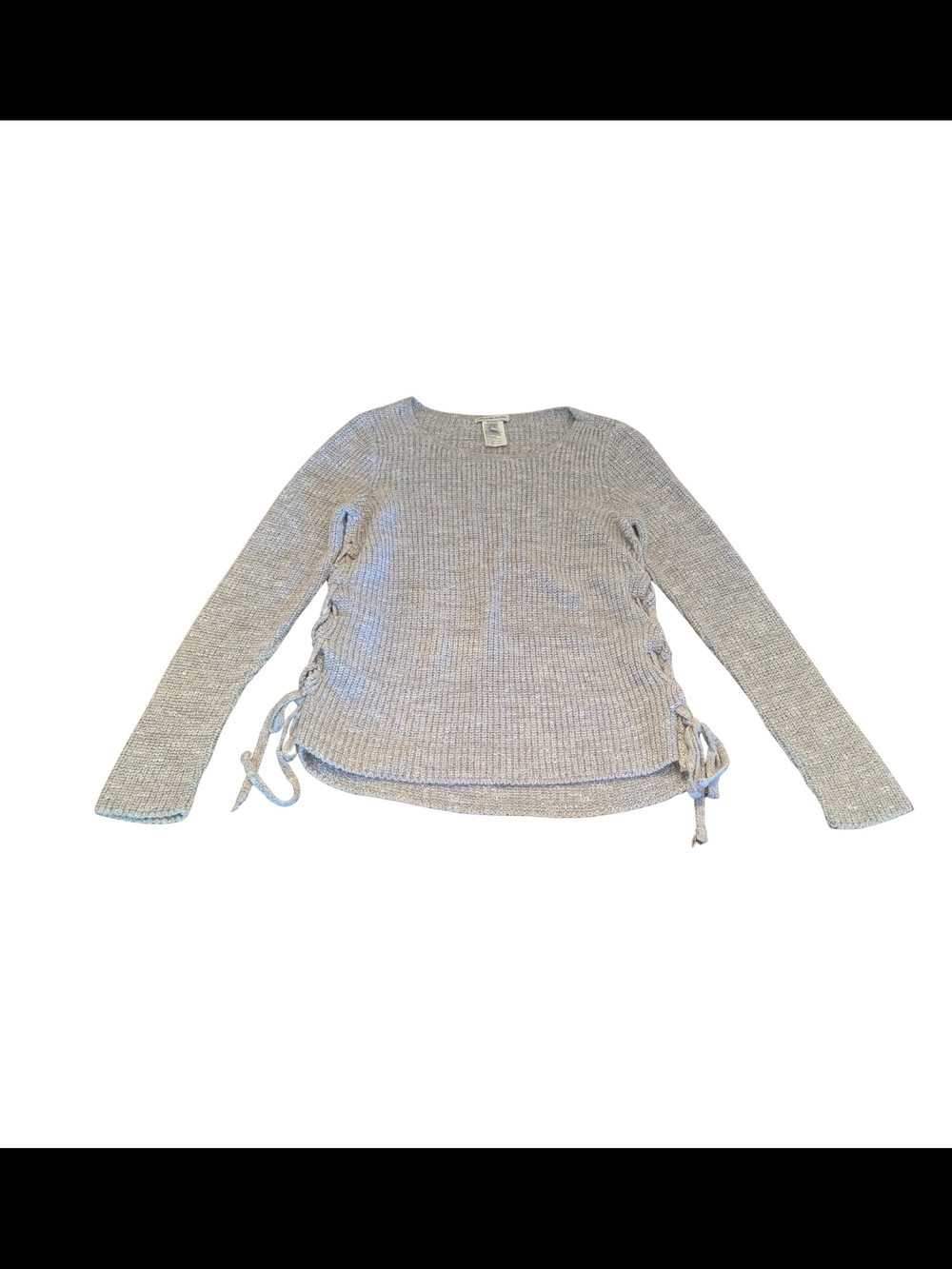 EUC American Eagle AEO Womens Small Gray Chunky Knit Sweater Lace Up Sides